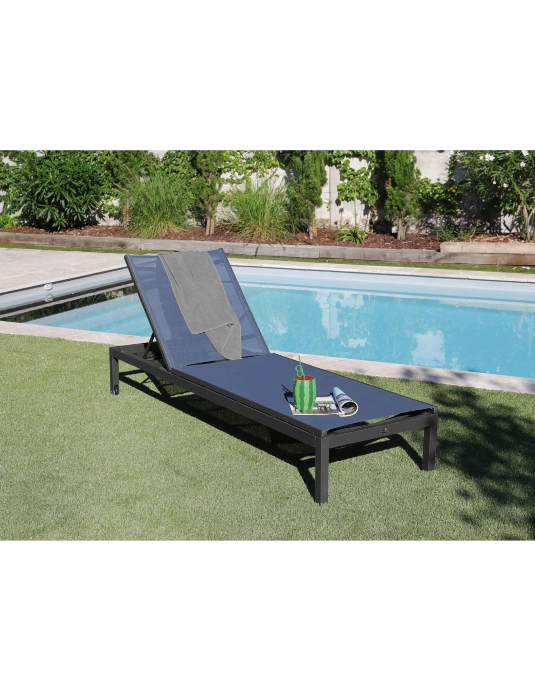 Bain De Soleil Thema Avec Roues En Aluminium 5 Positions - Heat Look Bois / Noir 5 Bain De Soleil Thema Avec Roues En Aluminium 5 Positions - Heat Look Bois / Noir – Image 3