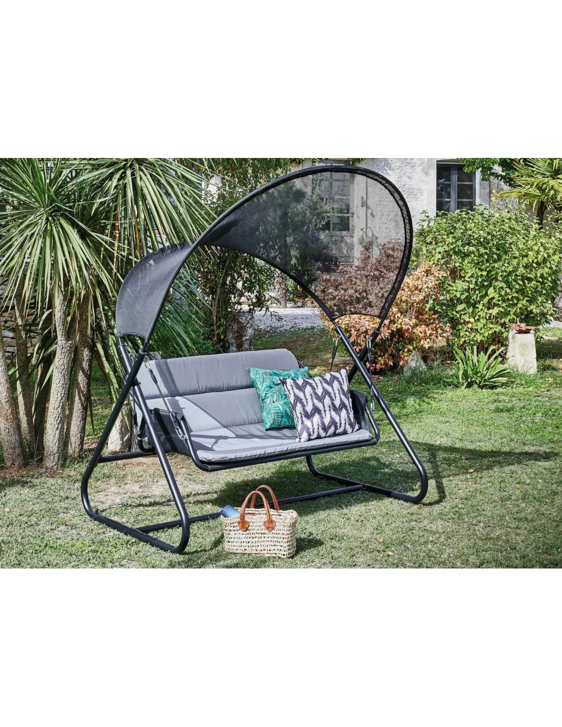 Balancelle De Jardin Kerada 2/3 Places - Acier Grey/Noir 4 Balancelle De Jardin Kerada 2/3 Places - Acier Grey/Noir – Image 2