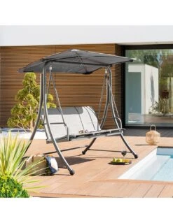 Balancelle De Jardin LAKO 3 Places - Polyester Et Acier -Petit Coin Vert Magasin balancelle de jardin lako 3 places polyester et acier 1