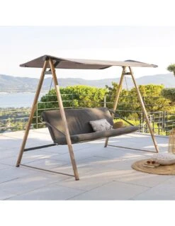 Balancelle De Jardin Soly 3 Places - Acier Effet Bois 9 Balancelle De Jardin Soly 3 Places - Acier Effet Bois -Petit Coin Vert Magasin balancelle de jardin soly 3 places acier effet bois 1