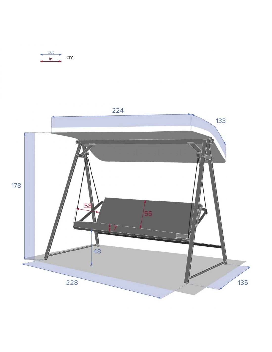 Balancelle De Jardin Soly 3 Places - Acier Effet Bois 7 Balancelle De Jardin Soly 3 Places - Acier Effet Bois – Image 5