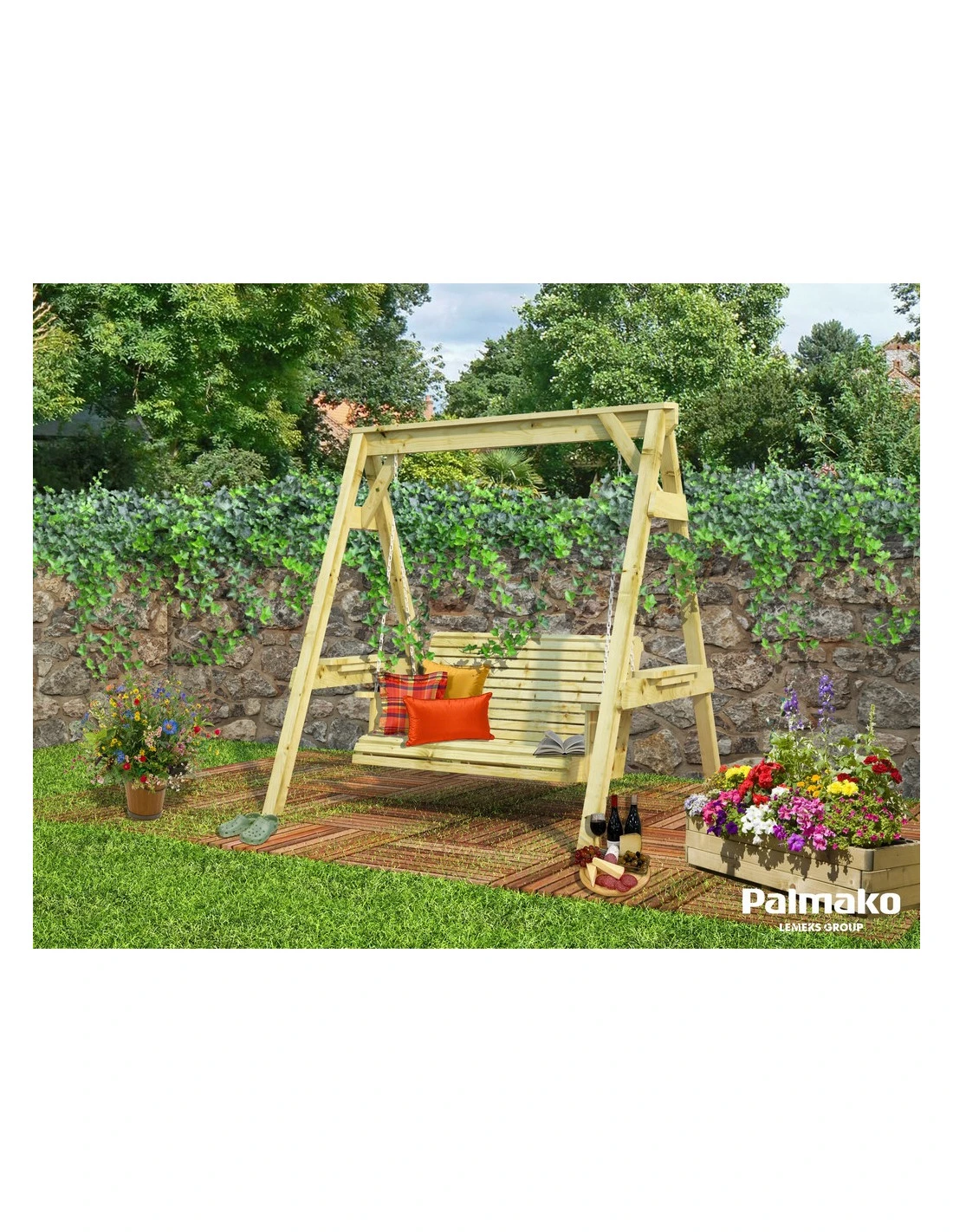 Balancelle Sigrid 193 X161 Cm En Bois Traité Autoclave 4 Balancelle Sigrid 193 X161 Cm En Bois Traité Autoclave – Image 2