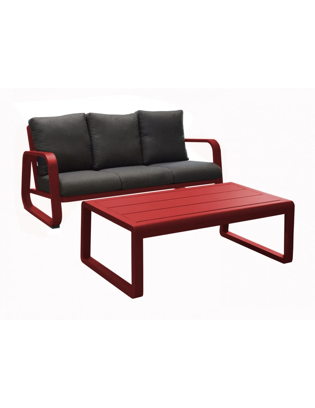 Canapé Antonino 3 Places + Table - Rouge 3 Canapé Antonino 3 Places + Table - Rouge