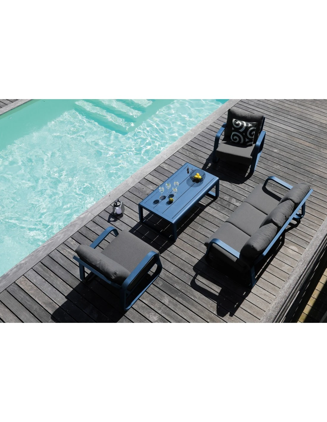 Canapé Antonino 3 Places + Table - Bleu 4 Canapé Antonino 3 Places + Table - Bleu – Image 2