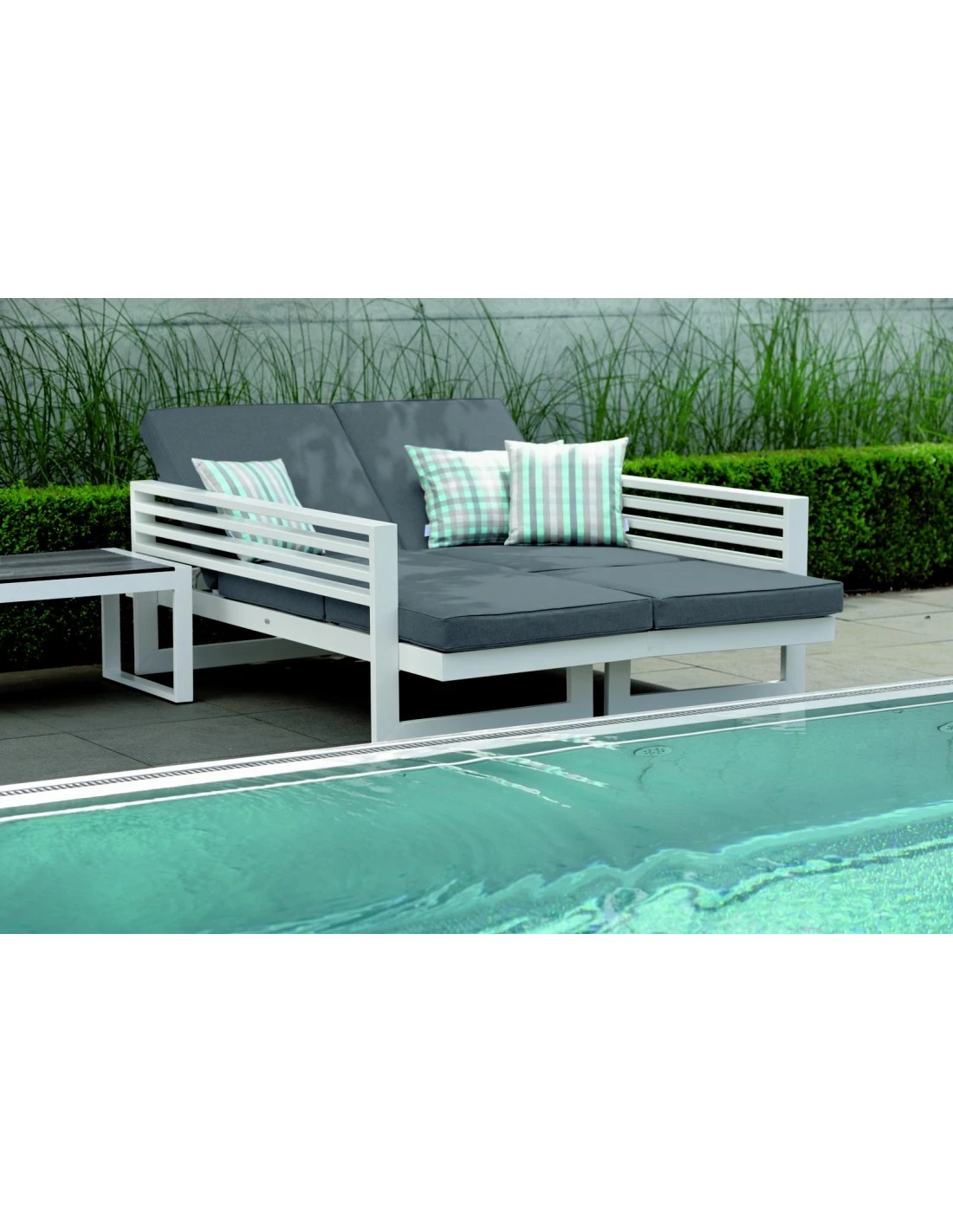 Canapé Bain De Soleil Lounge New Holly - Blanc Et Gris Satiné 4 Canapé Bain De Soleil Lounge New Holly - Blanc Et Gris Satiné – Image 2