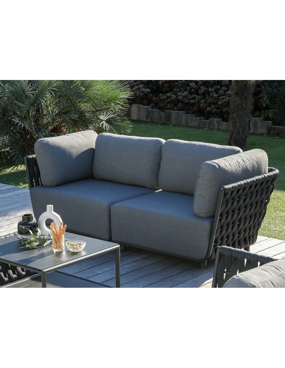 Canapé Hug 2/3 Places En Aluminium Et Sangle Rubber Anthracite 4 Canapé Hug 2/3 Places En Aluminium Et Sangle Rubber Anthracite – Image 2