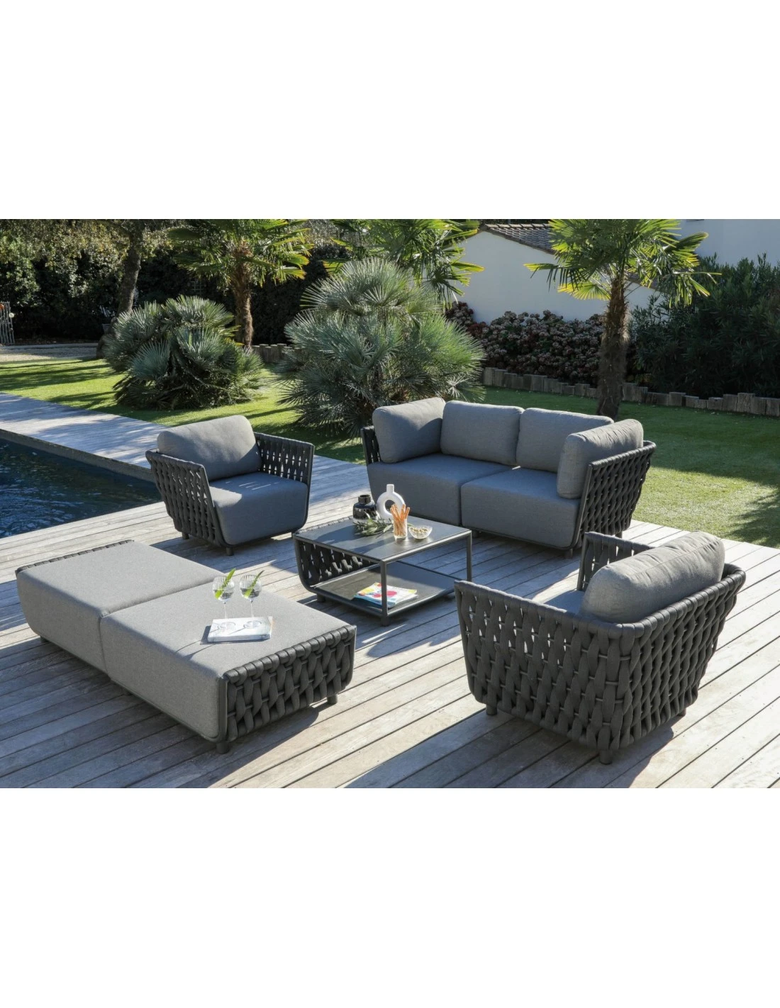 Canapé Hug 2/3 Places En Aluminium Et Sangle Rubber Anthracite 6 Canapé Hug 2/3 Places En Aluminium Et Sangle Rubber Anthracite – Image 4