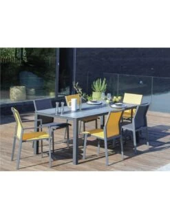 Chaise De Jardin Delia Empilable En Aluminium Graphite - Graphite / Moutarde -Petit Coin Vert Magasin chaise de jardin delia empilable aluminium graphite proloisirs 1