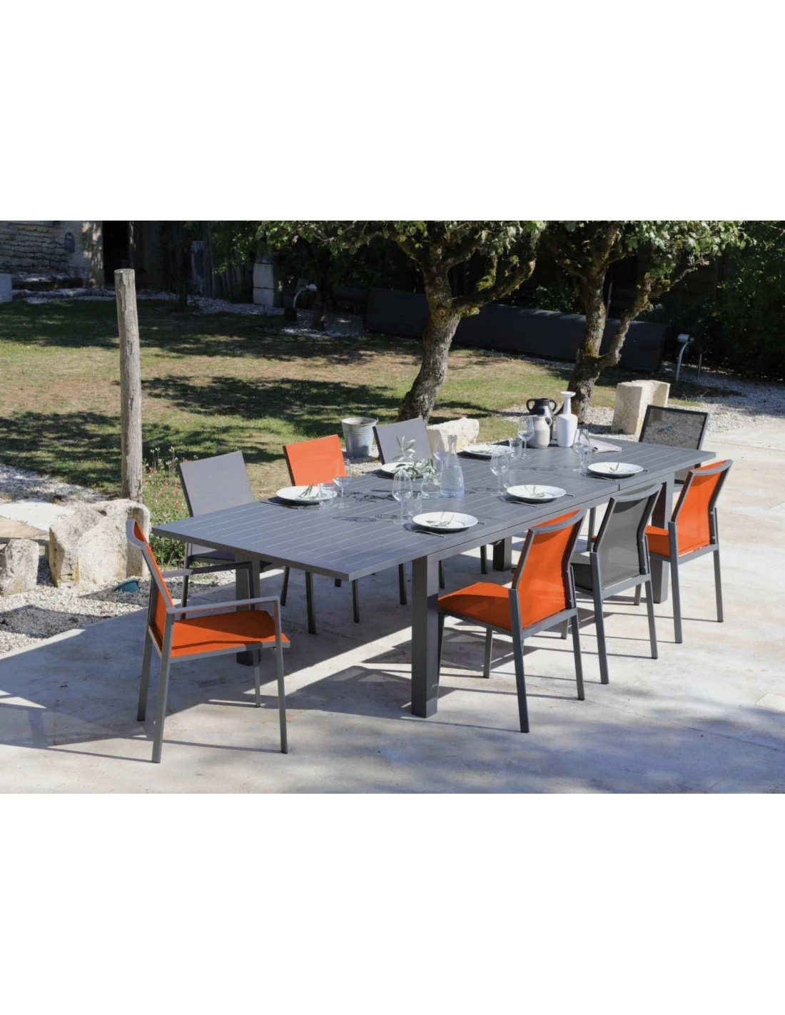 Chaise De Jardin Delia Empilable En Aluminium Graphite - Graphite / Bleu 4 Chaise De Jardin Delia Empilable En Aluminium Graphite - Graphite / Bleu – Image 2