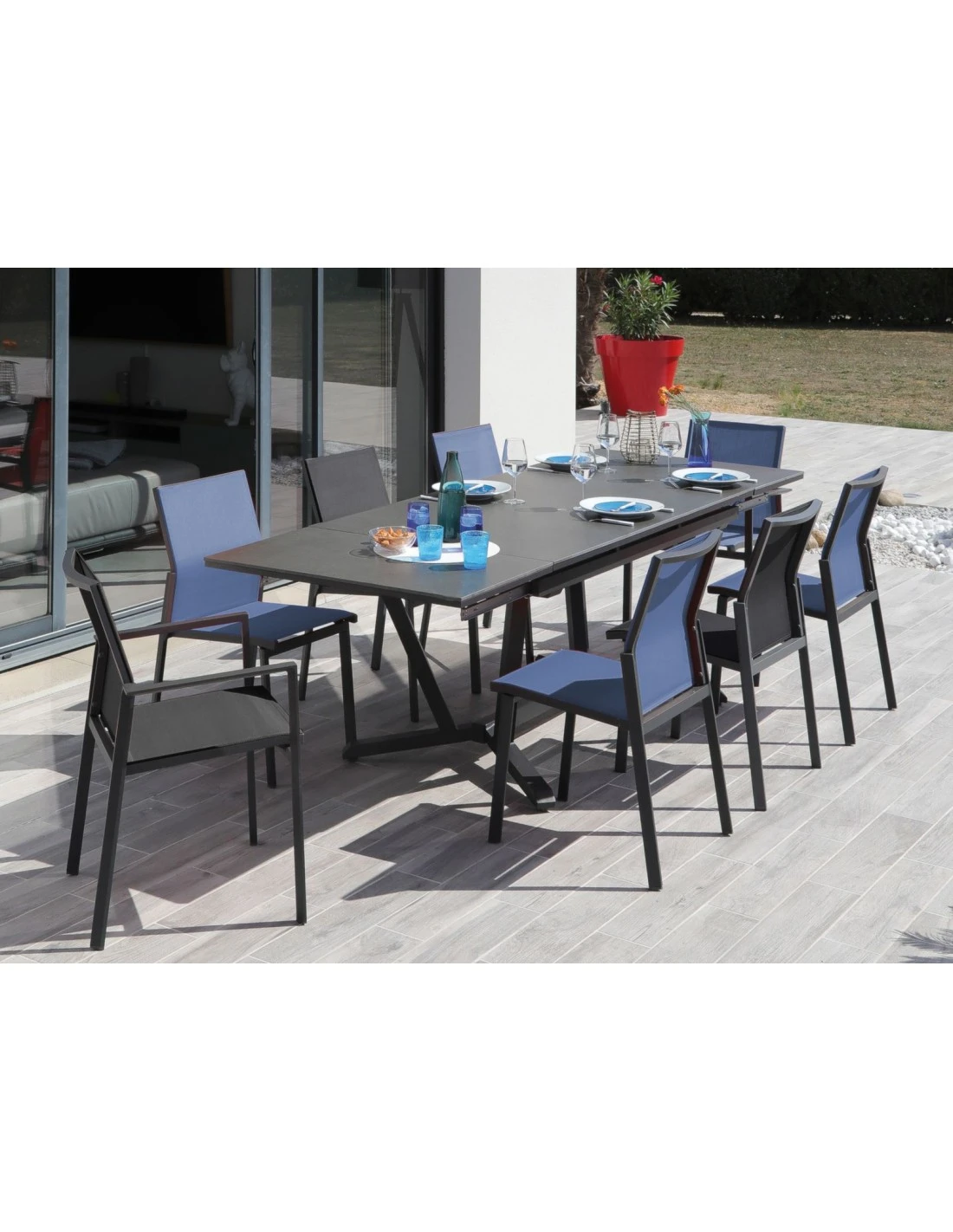 Chaise De Jardin Delia Empilable En Aluminium Graphite - Graphite / Noir 4 Chaise De Jardin Delia Empilable En Aluminium Graphite - Graphite / Noir – Image 2