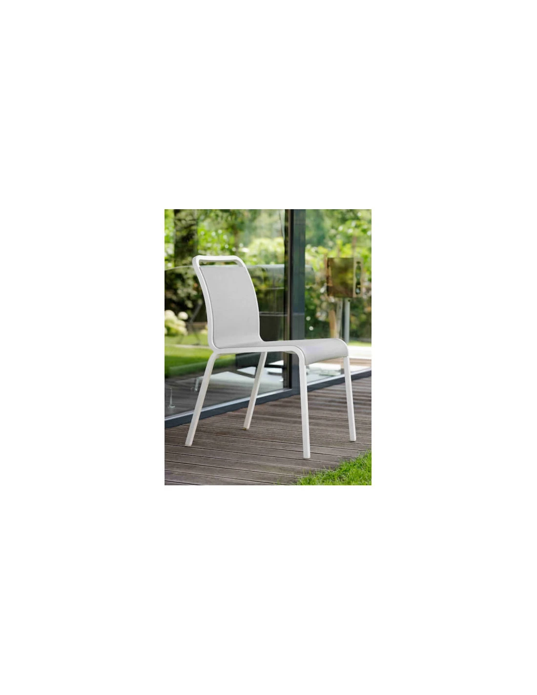 Chaise De Jardin Oskar - Aluminium Blanc, Textilène Argent 5 Chaise De Jardin Oskar - Aluminium Blanc, Textilène Argent – Image 3