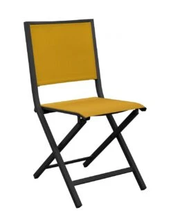 Chaise Pliante Ida En Aluminium Et Toile - Graphite / Moutarde
