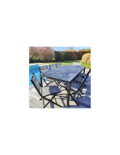 Chaise Pliante Nils - Noir Mat Textilène Gris Lin 6 Chaise Pliante Nils - Noir Mat Textilène Gris Lin -Petit Coin Vert Magasin chaise pliante nils plusieurs coloris 7