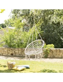 Chaise Suspendue De Jardin Plumaya En Macramé -Petit Coin Vert Magasin chaise suspendue plumaya en macrame hesperide 1