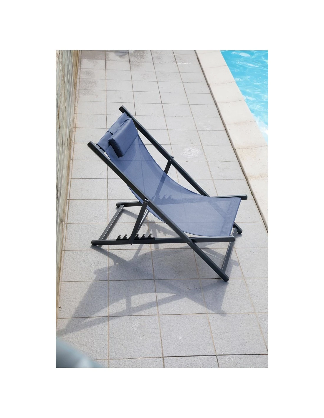 Chilienne Pliante Linea En Aluminium Et Polyester - Graphite / Bleu 4 Chilienne Pliante Linea En Aluminium Et Polyester - Graphite / Bleu – Image 2