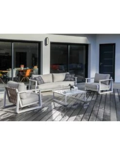 Salon De Jardin Leather - Aluminium Crème