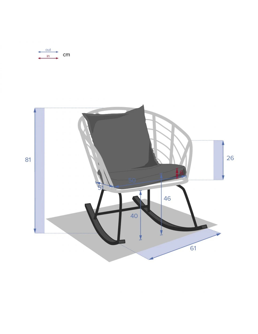 Fauteuil à Bascule Cherone En Acier Et Texaline Graphite 8 Fauteuil à Bascule Cherone En Acier Et Texaline Graphite – Image 6