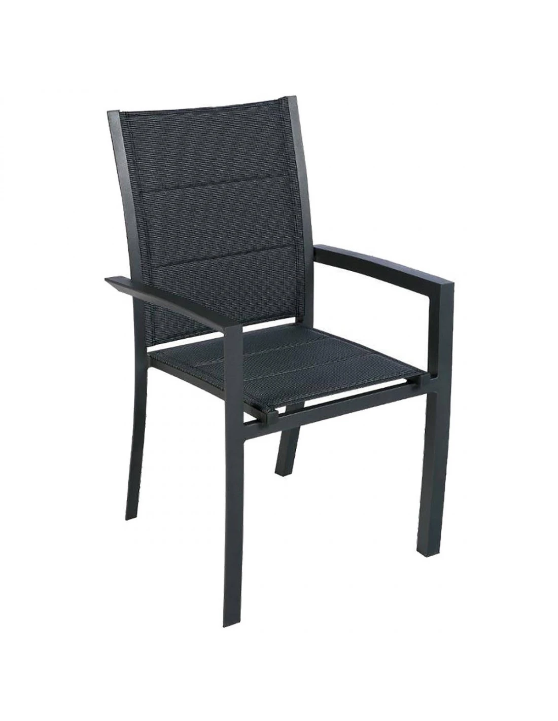 Fauteuil De Jardin Allure Empilable - Aluminium Et Texaline Matelassée - Graphite / Poivre 3 Fauteuil De Jardin Allure Empilable - Aluminium Et Texaline Matelassée - Graphite / Poivre