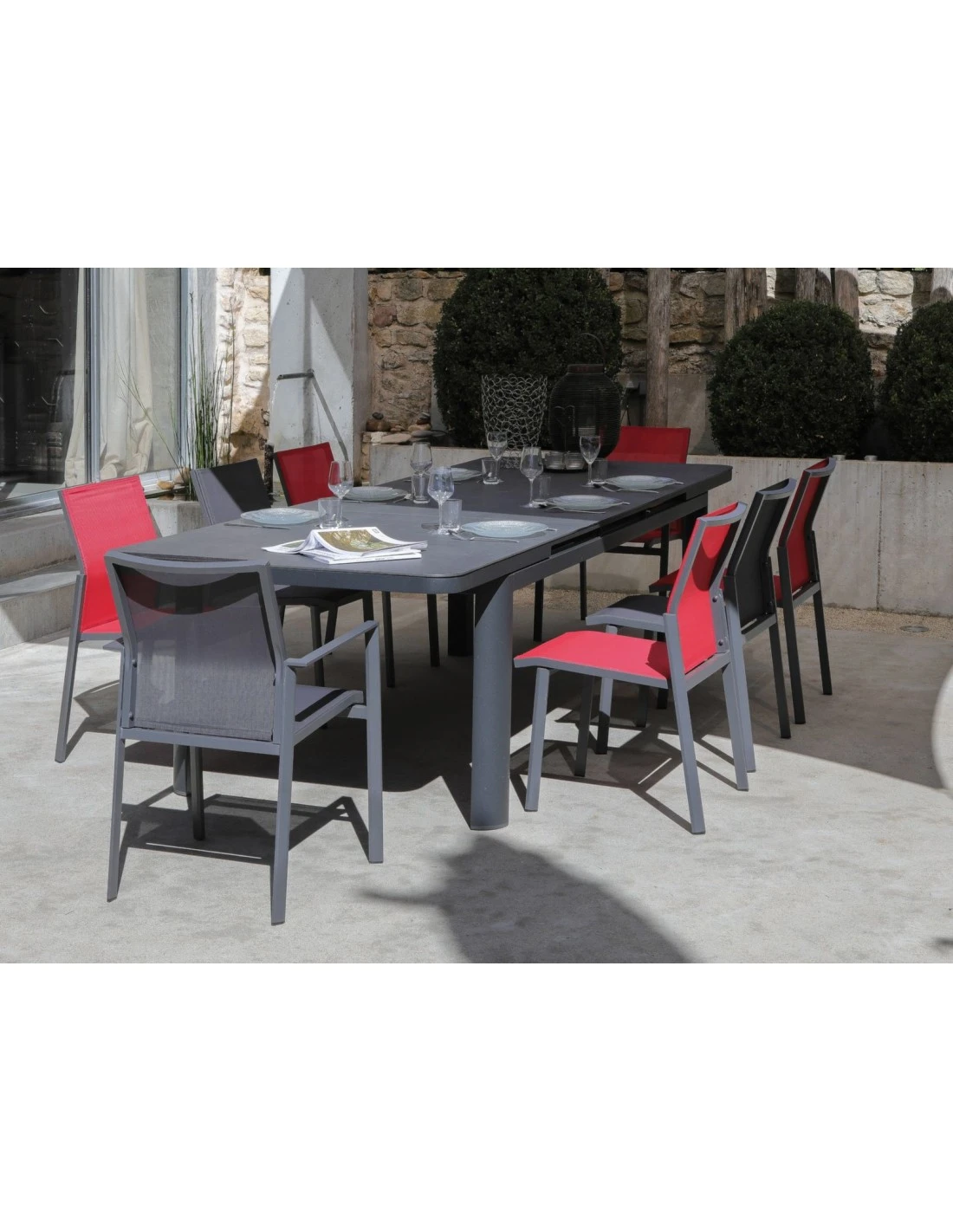 Fauteuil De Jardin Delia Empilable En Aluminium Graphite - Graphite / Moutarde 5 Fauteuil De Jardin Delia Empilable En Aluminium Graphite - Graphite / Moutarde – Image 3