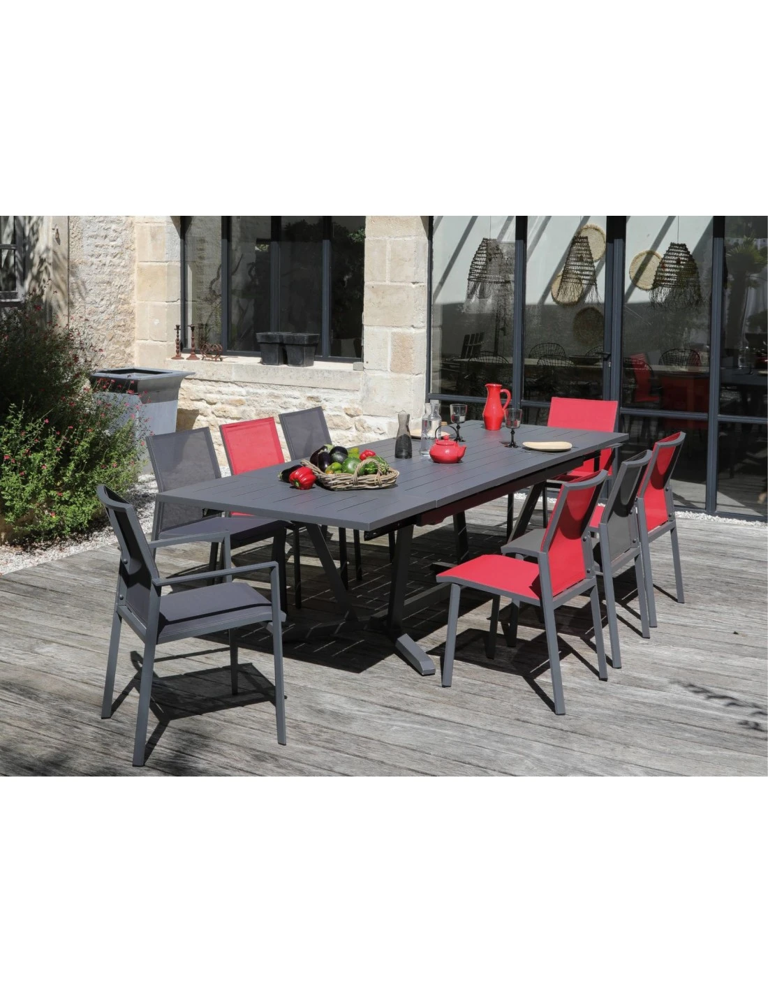 Fauteuil De Jardin Delia Empilable En Aluminium Graphite - Graphite / Noir 4 Fauteuil De Jardin Delia Empilable En Aluminium Graphite - Graphite / Noir – Image 2