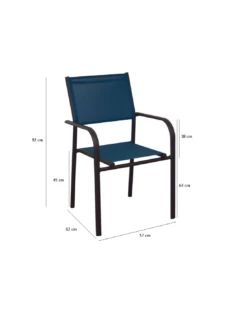 Fauteuil De Jardin Duca Empilable - Aluminium Et Toile - Graphite / Gris