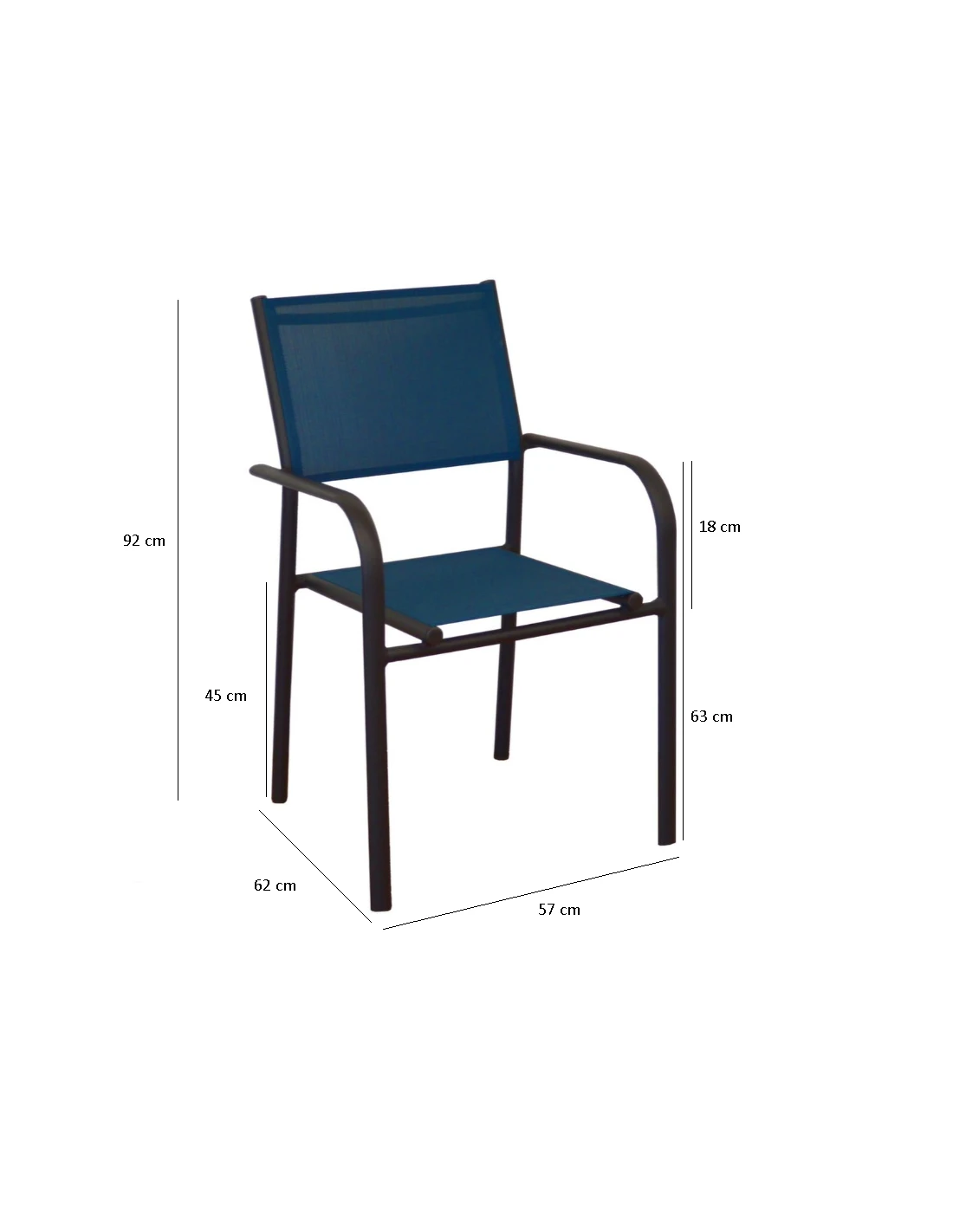 Fauteuil De Jardin Duca Empilable - Aluminium Et Toile - Graphite / Noir 4 Fauteuil De Jardin Duca Empilable - Aluminium Et Toile - Graphite / Noir – Image 2