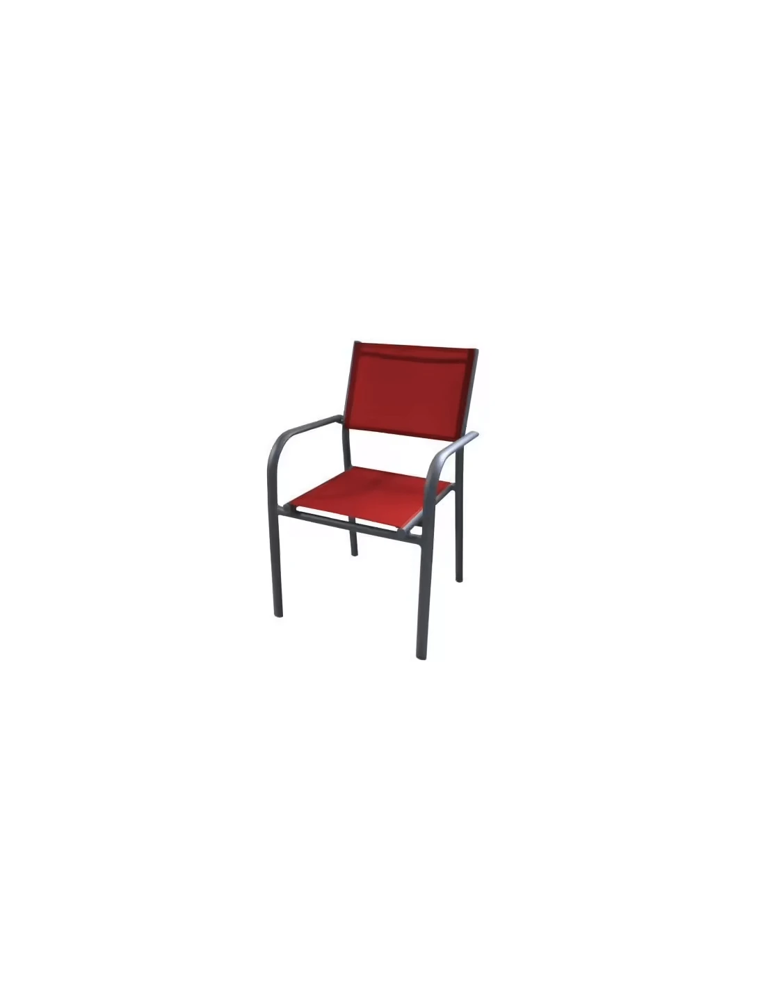 Fauteuil De Jardin Duca Empilable - Aluminium Et Toile - Grey/Rouge 3 Fauteuil De Jardin Duca Empilable - Aluminium Et Toile - Grey/Rouge