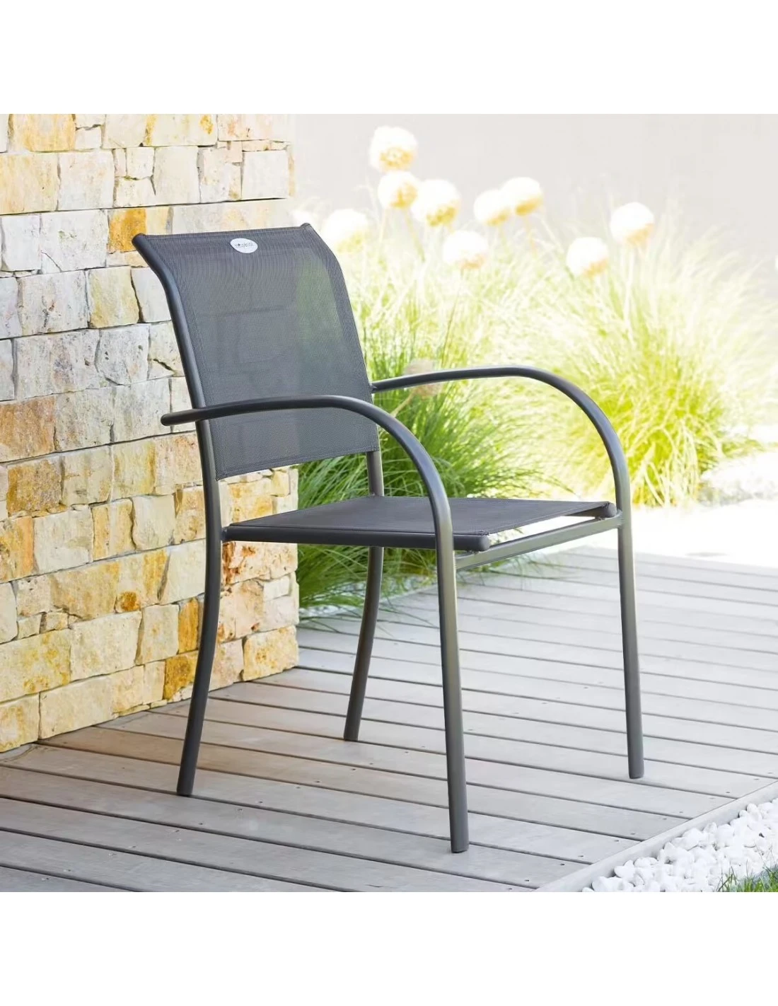 Fauteuil De Jardin Piazza Empilable - Aluminium Graphite - Graphite / Anthracite 5 Fauteuil De Jardin Piazza Empilable - Aluminium Graphite - Graphite / Anthracite – Image 3