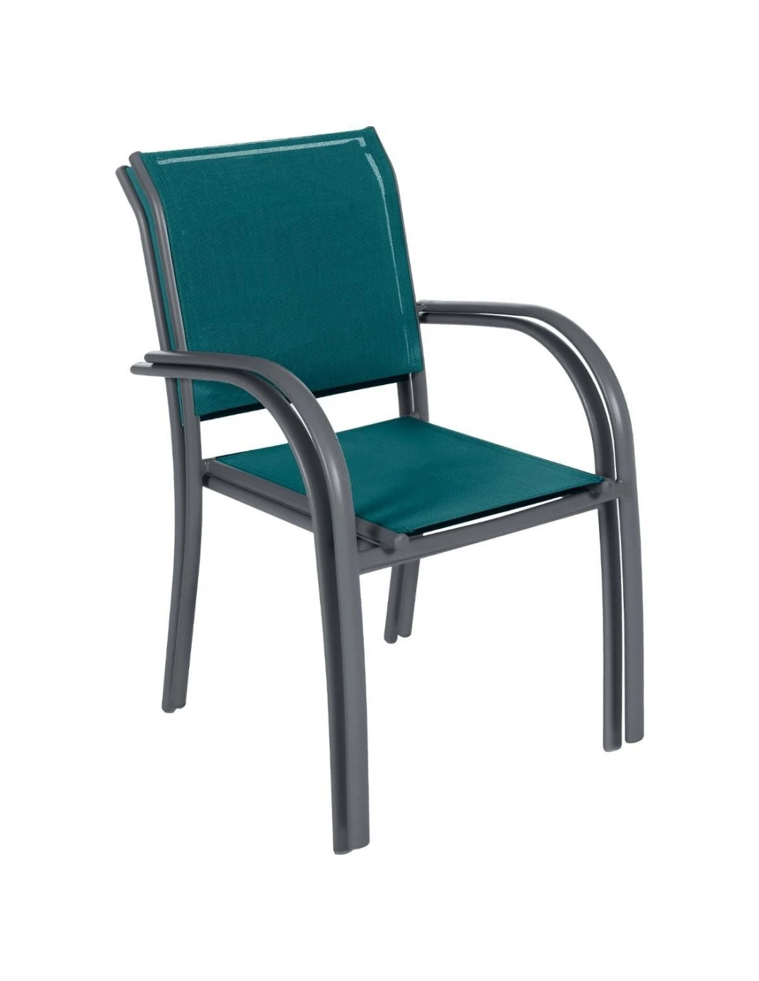 Fauteuil De Jardin Piazza Empilable - Aluminium Graphite - Graphite / Bleu Canard 4 Fauteuil De Jardin Piazza Empilable - Aluminium Graphite - Graphite / Bleu Canard – Image 2