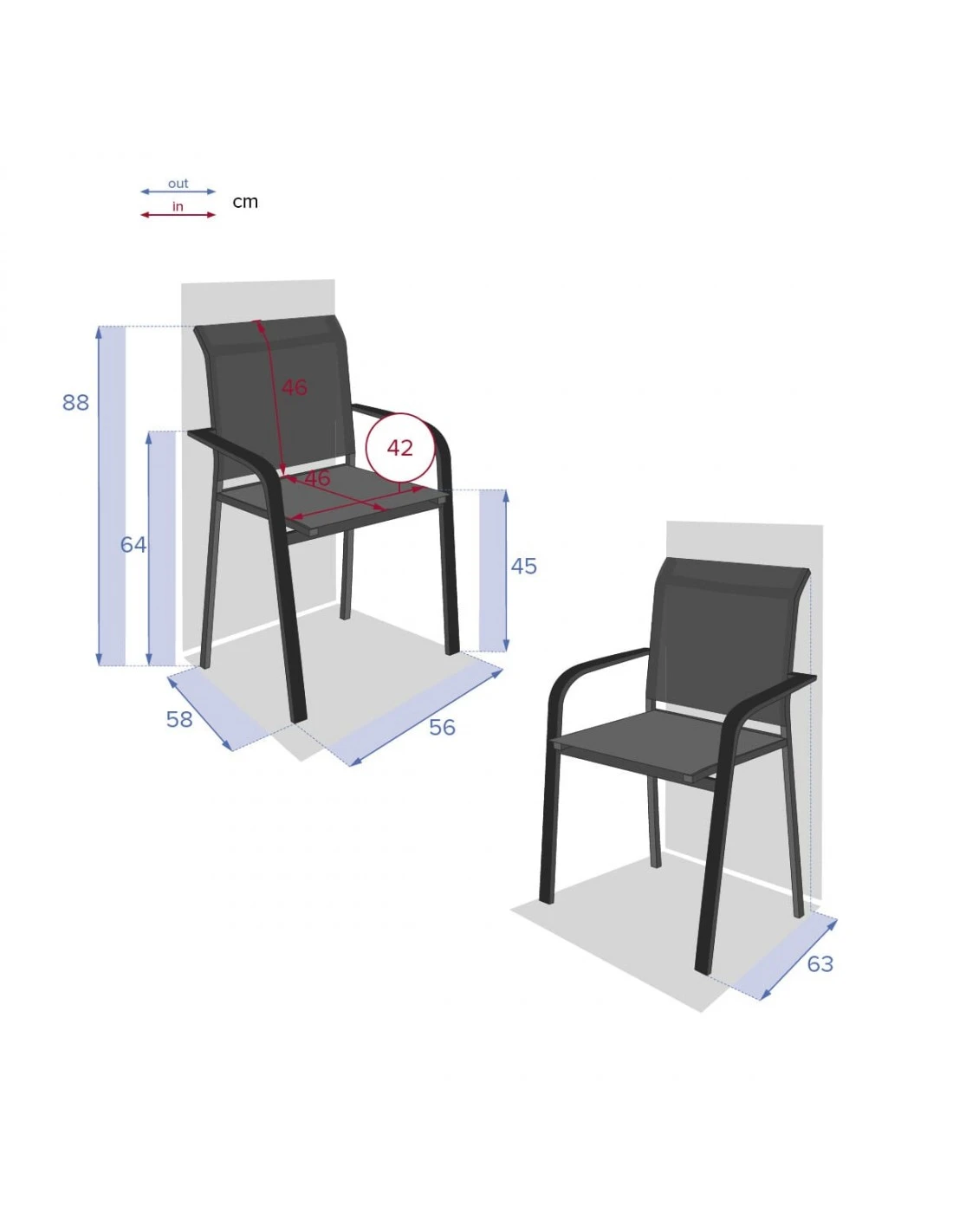Fauteuil Empilable Essentia - Aluminium Graphite Anthracite 6 Fauteuil Empilable Essentia - Aluminium Graphite Anthracite – Image 4