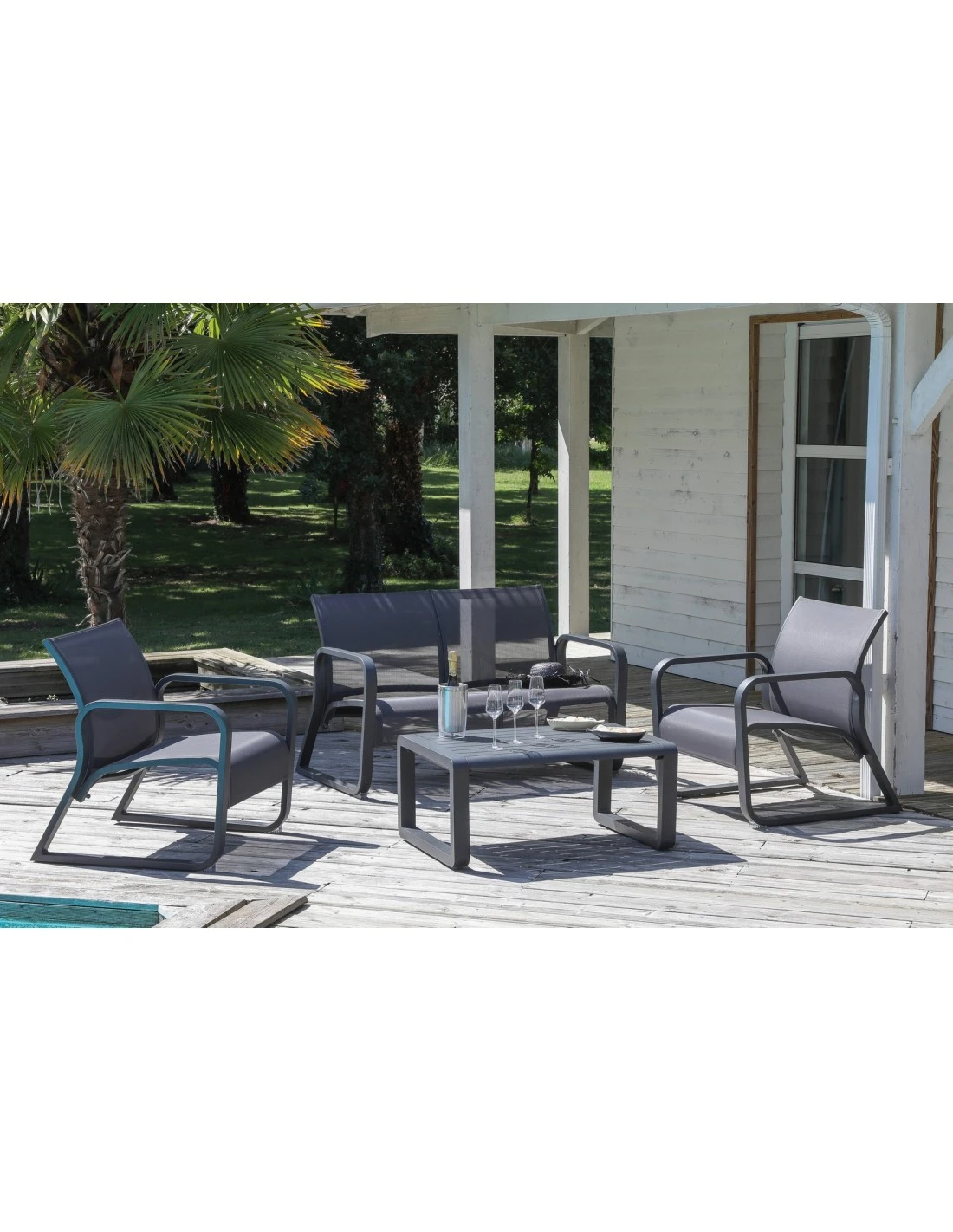 Fauteuil Lounge QUENZA II En Aluminium Coloris Au Choix - Graphite / Gris 4 Fauteuil Lounge QUENZA II En Aluminium Coloris Au Choix - Graphite / Gris – Image 2