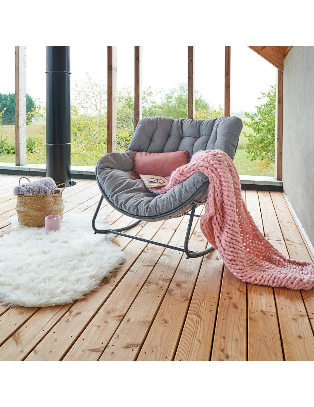 Fauteuil œuf à Bascule PAOPAO - Roche Et Graphite 3 Fauteuil œuf à Bascule PAOPAO - Roche Et Graphite