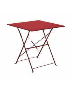 Guéridon Cuba Carré 70x70 Cm - Acier époxy - Rouge