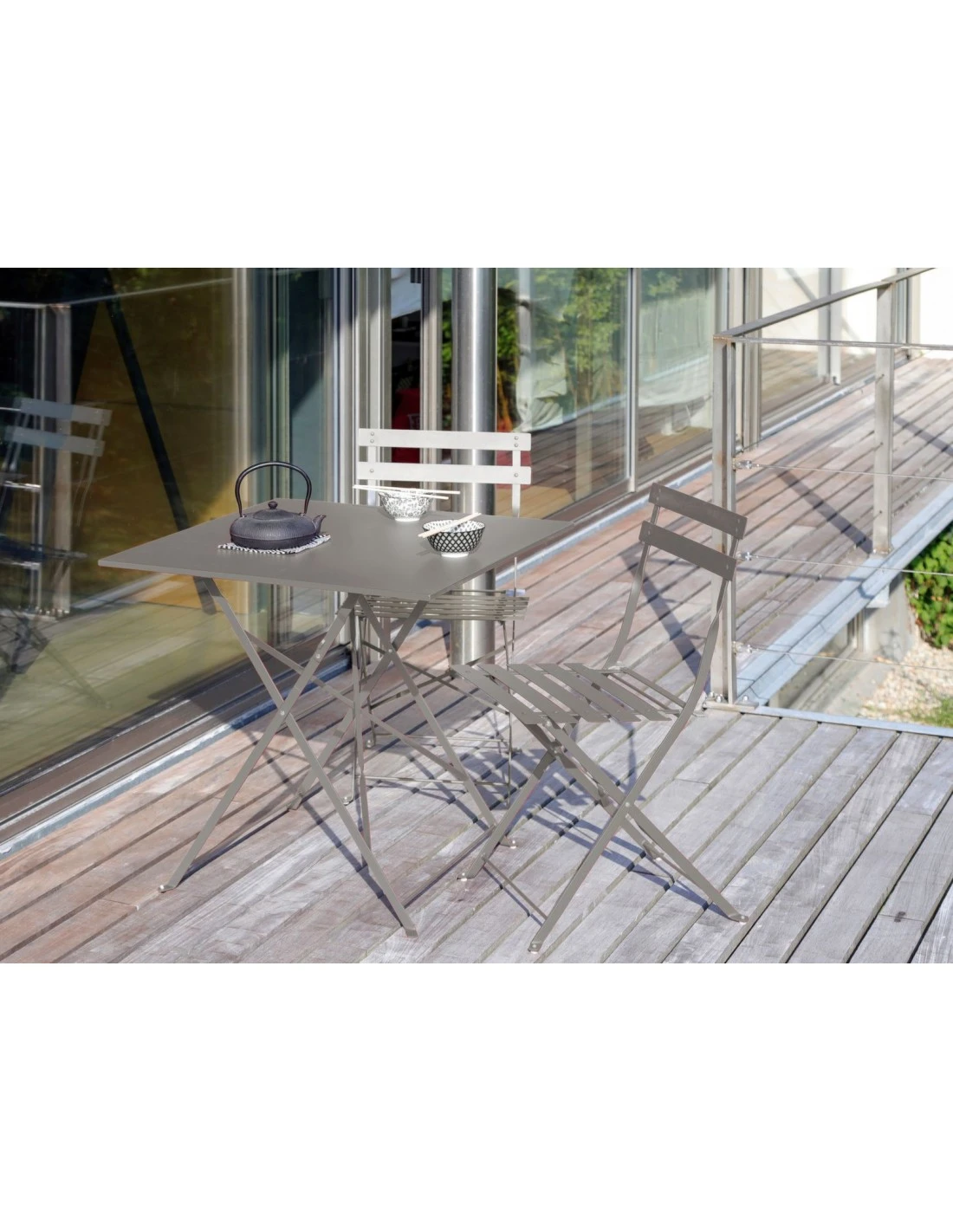 Guéridon Cuba Carré 70x70 Cm - Acier époxy - Amande 5 Guéridon Cuba Carré 70x70 Cm - Acier époxy - Amande – Image 3