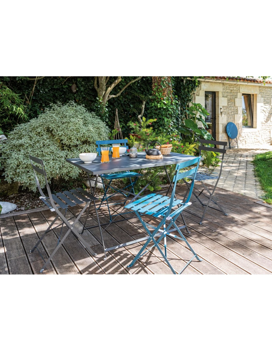 Guéridon Cuba Pliant 110x70 Cm - Acier époxy - Gris 4 Guéridon Cuba Pliant 110x70 Cm - Acier époxy - Gris – Image 2