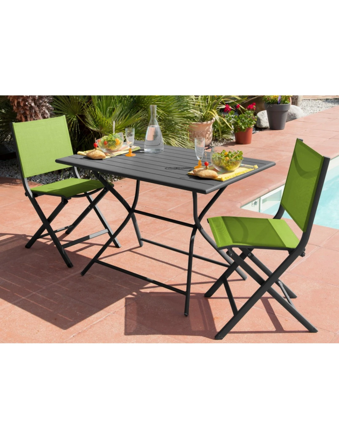 Guéridon Pliant Globe 110x70 Cm - Gris 3 Guéridon Pliant Globe 110x70 Cm - Gris