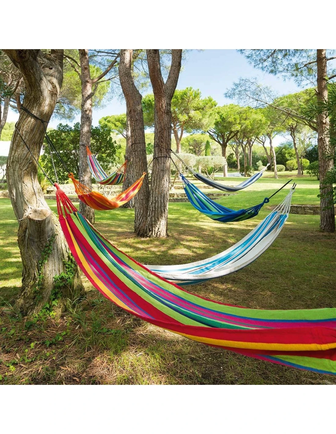 Hamac De Jardin Yaqui - L.200 X P.80 Cm - Multicolore Rayé Blanc 4 Hamac De Jardin Yaqui - L.200 X P.80 Cm - Multicolore Rayé Blanc – Image 2