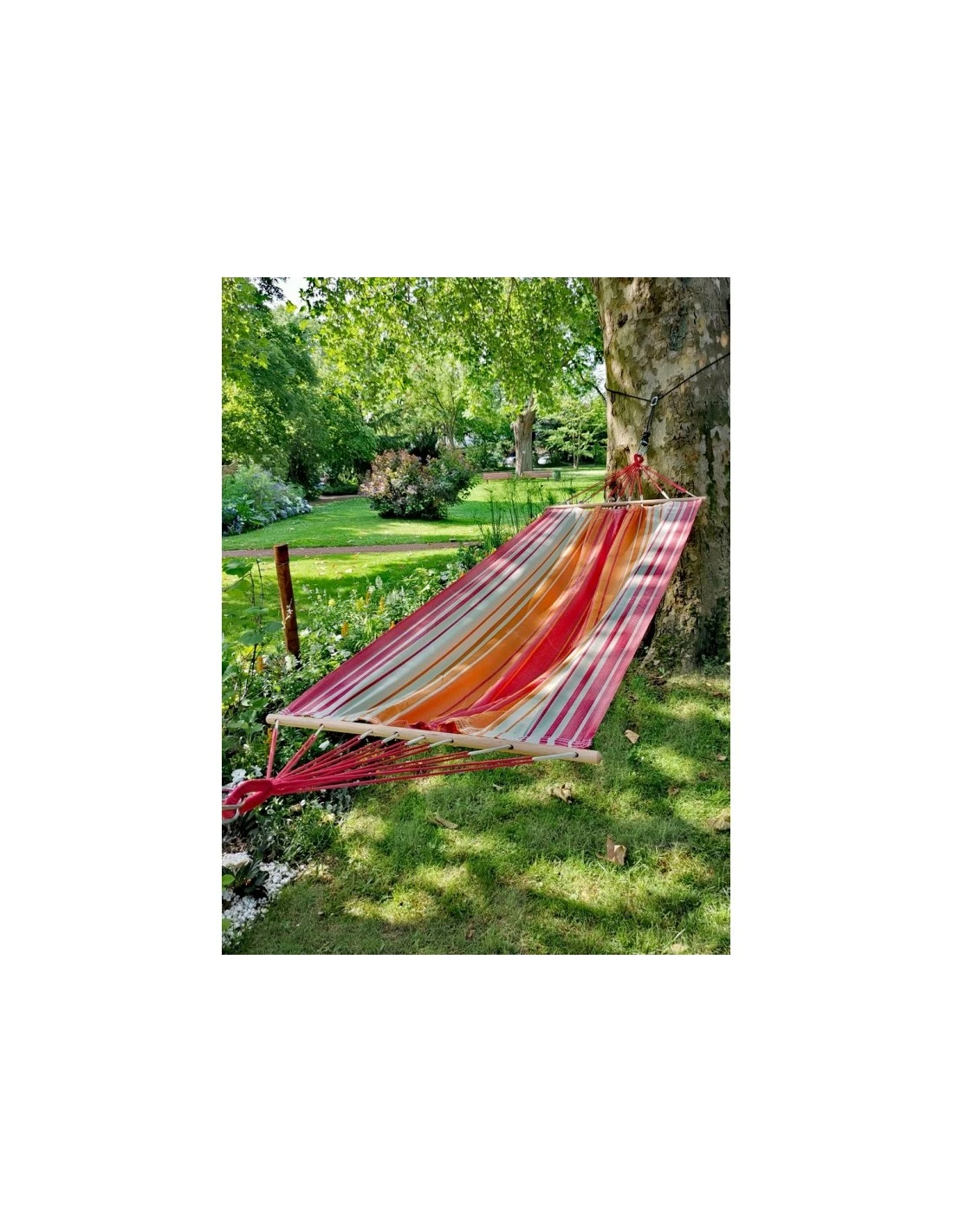 Hamac Kolor L.200 X P.100 Cm - Jobek - Orange / Ecru / Rouge 7 Hamac Kolor L.200 X P.100 Cm - Jobek - Orange / Ecru / Rouge – Image 5