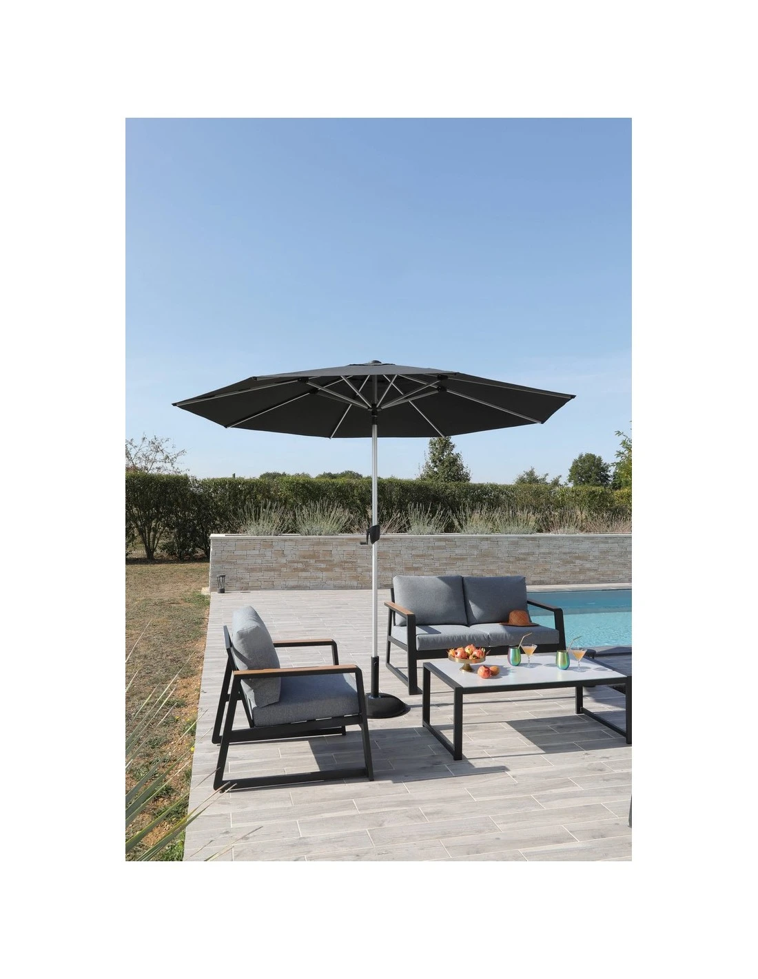 Parasol 300 Alu Anodisé Auto Inclinable Gris Chiné Clair 4 Parasol 300 Alu Anodisé Auto Inclinable Gris Chiné Clair – Image 2