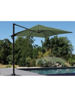 Parasol Déporté Roma 2.5X2.5m En Aluminium Inclinable T Rotatif - Kaki -Petit Coin Vert Magasin parasol alu acier deporte roma 250x250 8 inclin maniv kaki 1