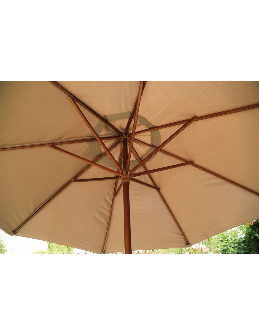 Parasol Bois Ø 3.5 M Ouverture à Manivelle 3 Coloris - Ecru 8 Parasol Bois Ø 3.5 M Ouverture à Manivelle 3 Coloris - Ecru – Image 6
