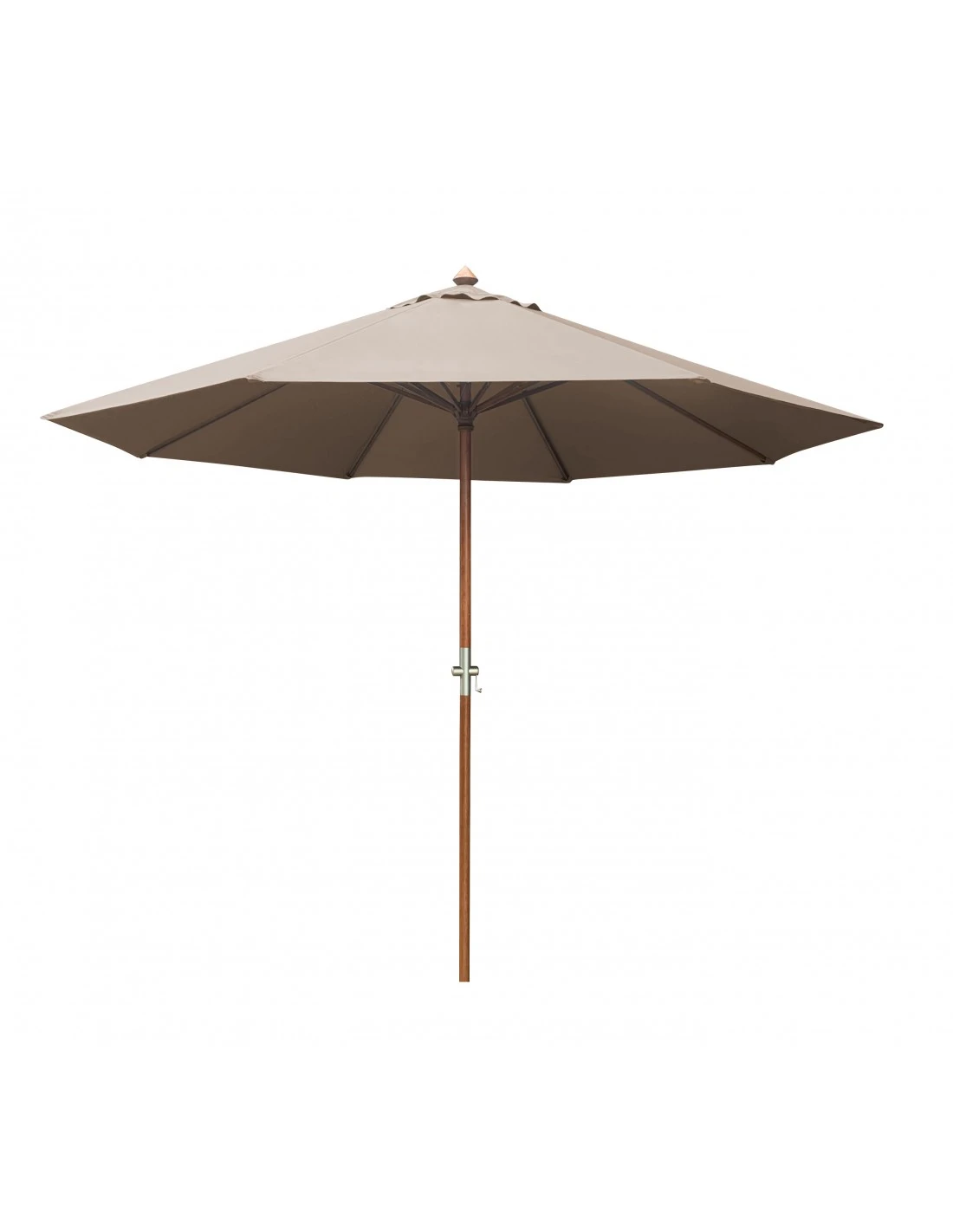 Parasol Bois Ø300 Cm Ouverture à Manivelle En 3 Coloris - Taupe 3 Parasol Bois Ø300 Cm Ouverture à Manivelle En 3 Coloris - Taupe
