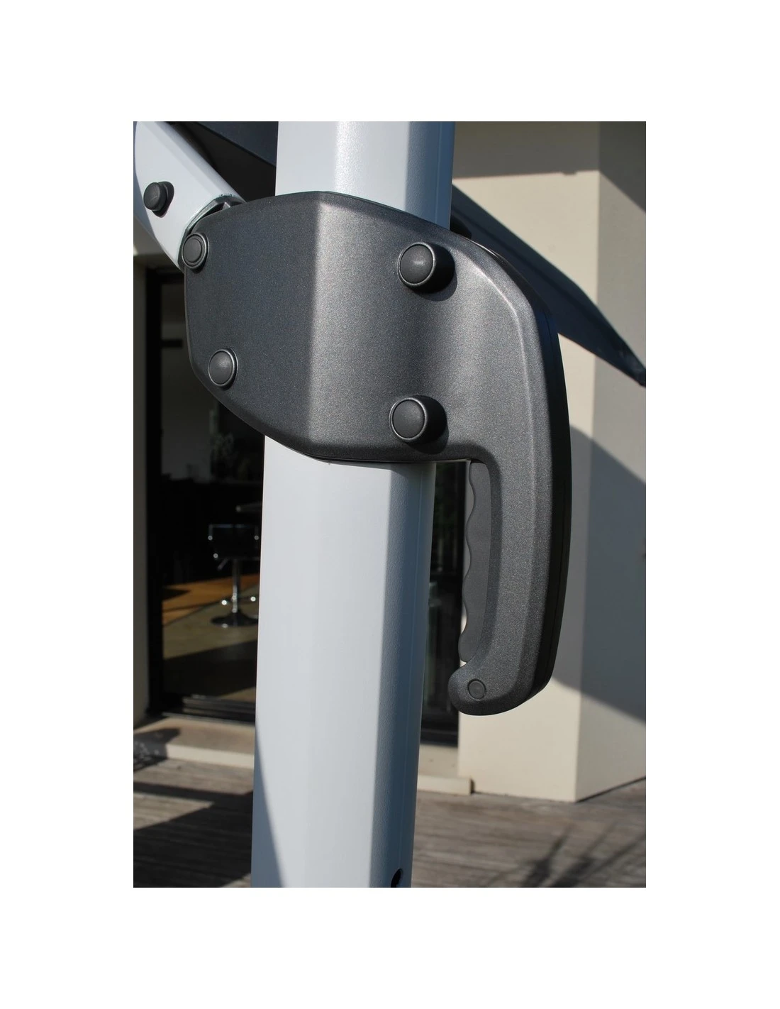 Parasol Déporté 3 X 3 M - Aluminium, Toile Polyester - Blanc / Anthracite 5 Parasol Déporté 3 X 3 M - Aluminium, Toile Polyester - Blanc / Anthracite – Image 3