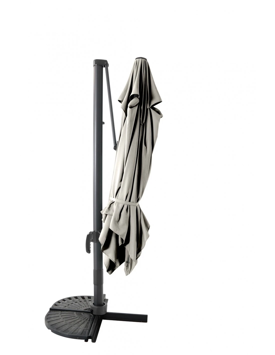 Parasol Déporté 3 X 3 M - Aluminium, Toile Polyester - Gris Clair 5 Parasol Déporté 3 X 3 M - Aluminium, Toile Polyester - Gris Clair – Image 3