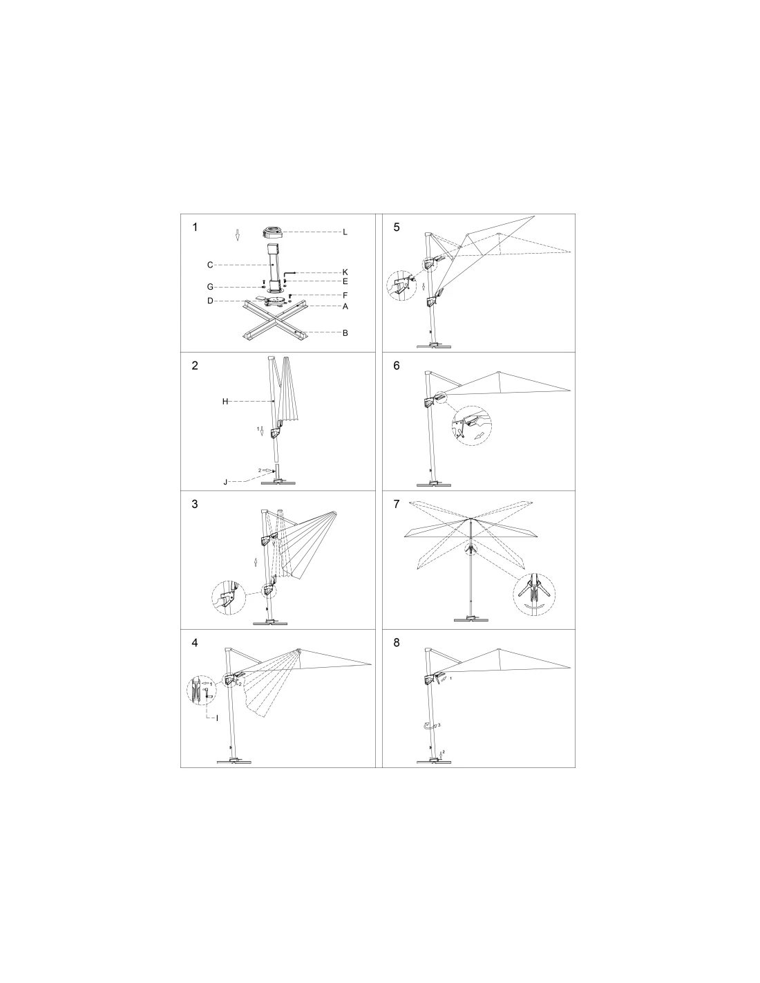 Parasol Déporté 3 X 3 M Elios Aluminium Toile Novasun 280gr/m² Gris Chiné Foncé 5 Parasol Déporté 3 X 3 M Elios Aluminium Toile Novasun 280gr/m² Gris Chiné Foncé – Image 3