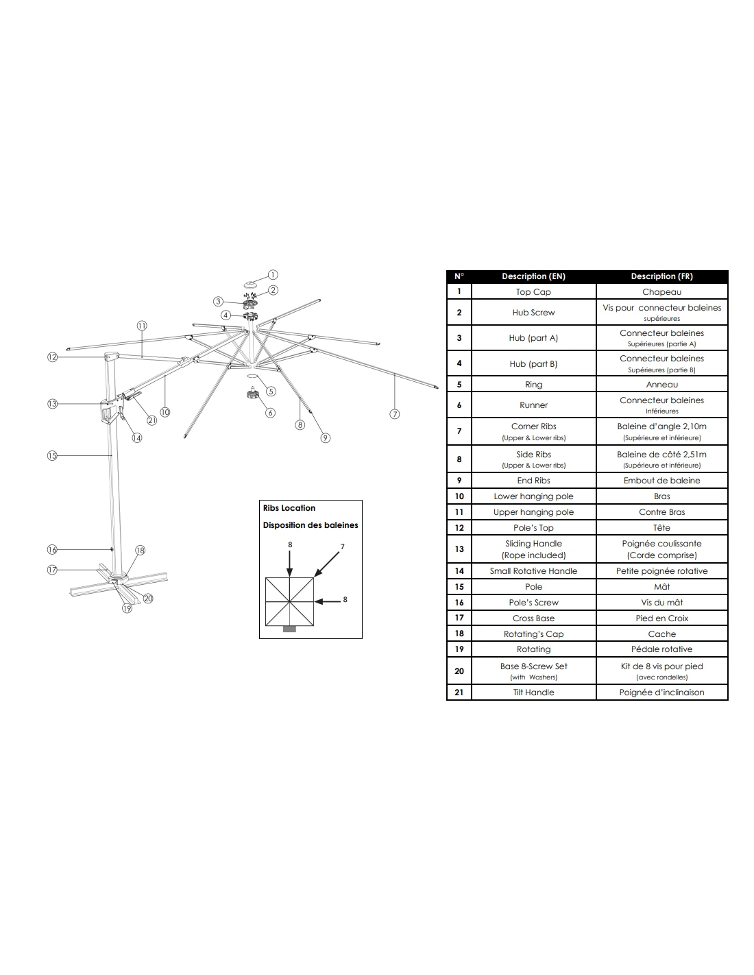 Parasol Déporté 3 X 3 M Elios Aluminium Toile Novasun 280gr/m² - Gris Chiné Clair 6 Parasol Déporté 3 X 3 M Elios Aluminium Toile Novasun 280gr/m² - Gris Chiné Clair – Image 4