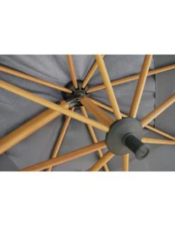 Parasol Déporté 3 X 3 M - Heat Transfert Effet Teck - Anthracite Chiné -Petit Coin Vert Magasin parasol deporte 3 x 3 m heat transfert effet teck 2