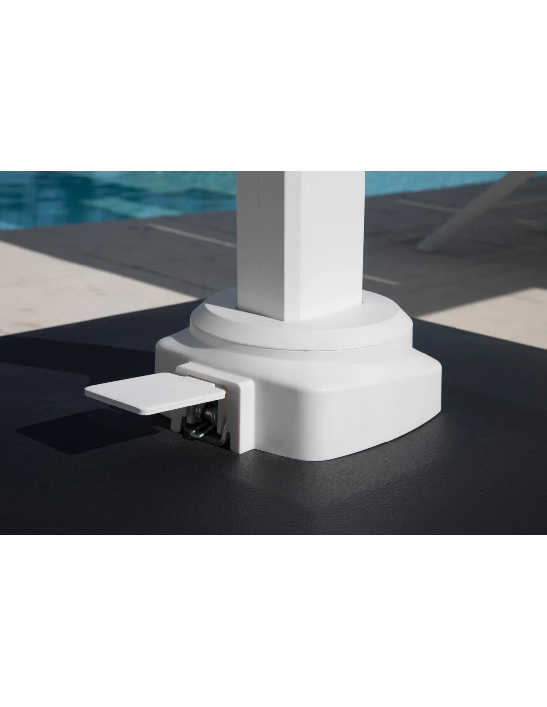 Parasol Déporté 3 X 3 M Orientable Elios Aluminium Mât Blanc Toile Sunbrella - Graphite 4 Parasol Déporté 3 X 3 M Orientable Elios Aluminium Mât Blanc Toile Sunbrella - Graphite – Image 2