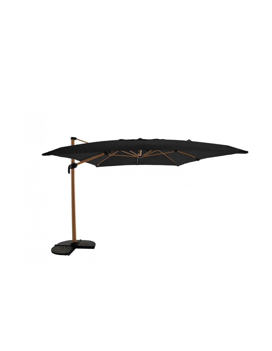 Parasol Déporté 3 X 4 M, Heat Transfert Effet Teck, Toile Anthracite Chiné 3 Parasol Déporté 3 X 4 M, Heat Transfert Effet Teck, Toile Anthracite Chiné