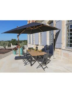 Parasol Déporté 3x3 M LB Heat Transfert Effet Bois - Heat Look OAK / Gris 7 Parasol Déporté 3x3 M LB Heat Transfert Effet Bois - Heat Look OAK / Gris -Petit Coin Vert Magasin parasol deporte 3x3 m lb heat transfert effet bois 1